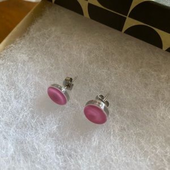 NWOT Sterling Silver Pink Glass Earrings - Picture 1 of 5